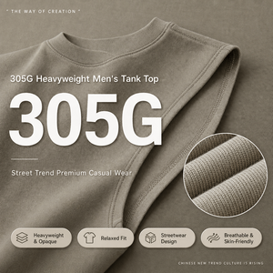 Débardeur sans manches en coton lourd tricoté 305G, coupe ample, col rond, tons terreux, style streetwear estival pour homme <span class=keywords><strong>XINCHAO</strong></span> - Product Image 2