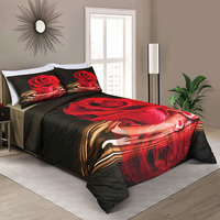 Ensemble de literie Design Rose imprimé 3D, drap de lit pur Polyester Queen Size, ensemble de housse de couette de couleur vive, 3 pièces
