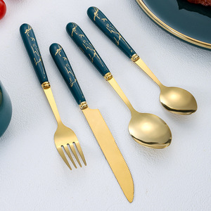Nouvel ensemble de couverts de restaurant d'hôtel, couteau à steak, manche en céramique, acier inoxydable, ensemble de couverts de 24 pièces avec support, boîte cadeau - Product Image 6