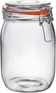 Pot en verre avec couvercle (1 litre) Contenant de stockage en verre hermétique pour aliments, farine, pâtes, café, bonbons, friandises pour chiens, collations - Product Image 2