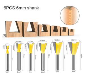 Juego de brocas para enrutador de cola de pato, vástago de 6mm y 6,35mm, L-N029-3, 6 unidades - Product Image 2