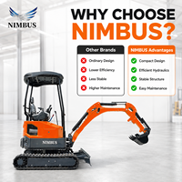 Mini-excavatrice NIMBUS 20X en promotion directe usine avec livraison gratuite, moteur Kubota D902, commande par joystick, chenilles en caoutchouc, pour travaux agricoles et de cour