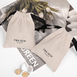 Personalizzato Avorio Mini Cordoncino di Cotone sacchetto di Tela di Lino Eco Friendly Draw <span class=keywords><strong>String</strong></span> Regalo Dei Monili Del Sacchetto Bianco con Logo - Product Image 2
