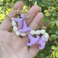 Nouveau porte-clés fleur de Puakenikeni hawaïenne 25 mm en argile polymère, perle florale Pikake, breloque de sac, pendentif de sac à main, accessoires de plage tropicaux