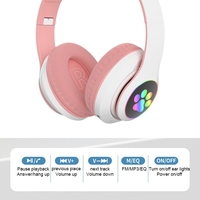 Écouteurs à LED pour chat mignon, casque de jeu Compatible avec les dents bleues 5.0, casque filaire pour joueur, écouteurs de Sport hi-fi, écouteurs sans fil