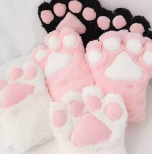 ถุงมือตุ๊กตาอุ้งเท้าแมวสีดำลายการ์ตูน ถุงมืออุ้งเท้าแมวขนปุย ถุงมืออุ้งเท้าหมีแบบมีนิ้ว - Product Image 2