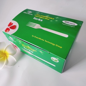 Forks Plastic Forks Plastic Cutlery Fork GreenWorks 100% Compostable CPLA Forks 100 Count 7" Heavyweight Utensil Disposable Biodegradable Bio-based Plastic Cutlery Forks