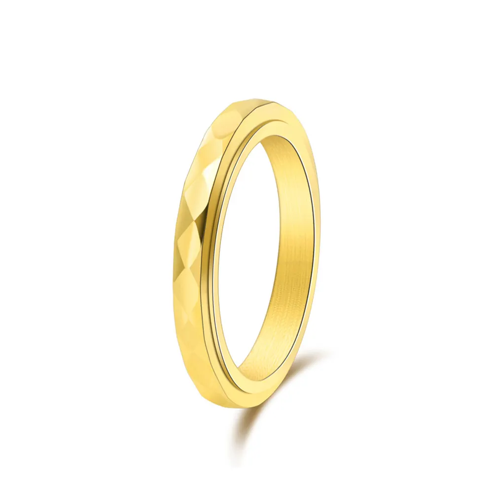 Neuer 3mm Edelstahl ring Silber Roségold Schwarz Diamant schliff schmale Edition drehbare Edelstahl Damen ring Fingerringe
