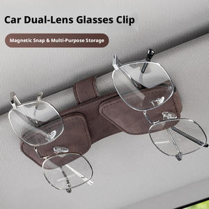 Wholesale Interior Trim Convenient Magnetic <b>Sunglasses</b> <b>Holder</b> Dual Clip Practical <b>Car</b> Visor Multifunctional Space Saving Card - Product Image 3