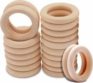 Natural Wood Rings 50mm Smooth Wooden Rings Unfinished Wood Circles for Crafts,