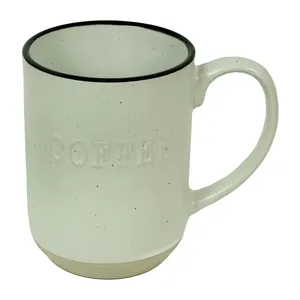 Accessories White Speckle Coffee Mug with COFFEE emboss