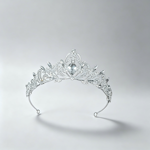 Serre-tête ajustable en alliage d'argent avec strass, éléments plumeux et accent floral perlé, accessoire de cheveux de princesse pour filles, idéal pour les fêtes - Product Image 2