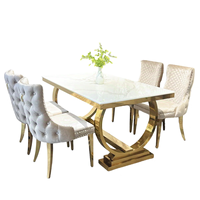 Ensemble Moderne de Table à Manger en Pierre de Luxe avec Chaises 4 ou 6 Places pour Salle à Manger