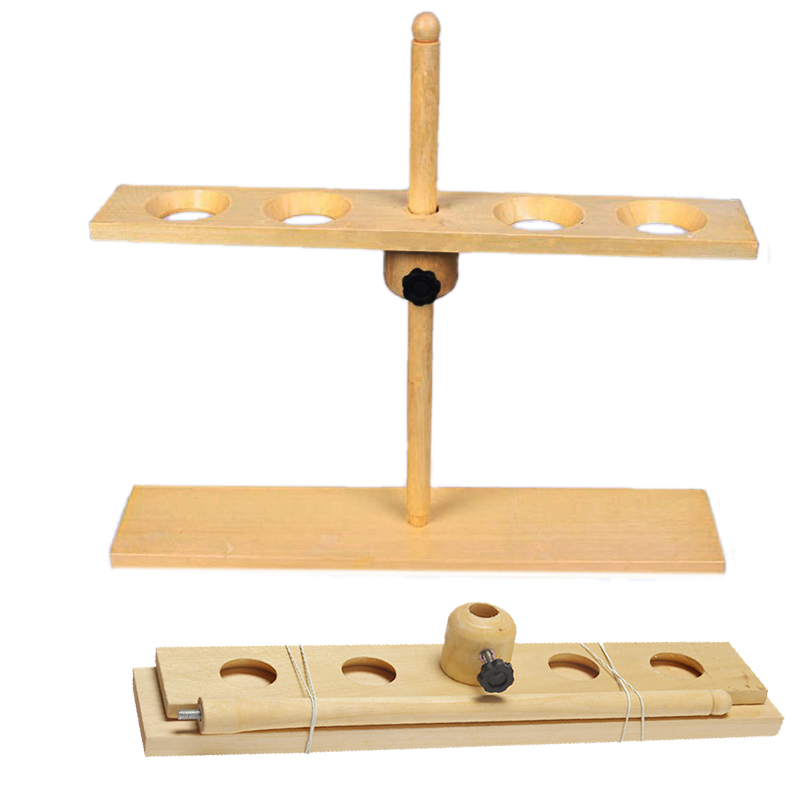 Garneck Holz-Trichterständer – 2-fach, Höhenverstellbar, Beige – Für Labore, Für Trichter 60–500 Ml