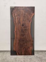 Ensemble de table à manger rectangulaire en bois massif de noyer de Californie avec plateau en résine époxy cristalline pour la maison, le bureau, le salon, l'appartement, meubles