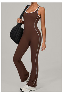 M343 Hot Sale Women's Yoga Jumpsuit Backless <strong>Design</strong> High <strong>Elasticity</strong> Flared Pants Quick - Dry Yoga Bodysuit - Product Image 5