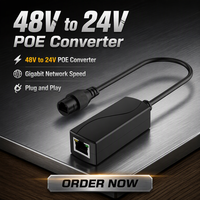 Convertisseur POE pour moniteur en plastique 48V/24V Gigabit IEEE802.3af/at Extérieur Étanche 10/100/1000Mbps