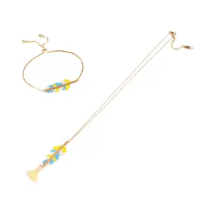 Mode Handgemaakte Sieraden Set Japan Miyuki Delica Seed Beads14K Vergulde Ketting Vis Haak Armband Voor Vrouwen Mannen Sieraden