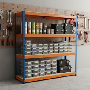 <span class=keywords><strong>Étagère</strong></span> de rangement en acier robuste à 4 niveaux, bleue, capacité de <span class=keywords><strong>charge</strong></span> de 150 kg, revêtement en poudre, assemblage sans boulons, <span class=keywords><strong>étagère</strong></span>s réglables - Product Image 1