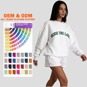 Nuevo Diseño, Sudadera Unisex de Cuello Redondo con Logotipo Bordado Personalizado para Mujer, 100% Algodón French Terry, y Conjunto Deportivo con Pantalones Cortos - Product Image 1