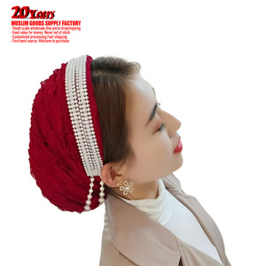 Chapeau élastique en satin réglable pour femme, très populaire, chapeau de pirate en soie épaisse à longue queue, costume ethnique d'extérieur - Product Image 5