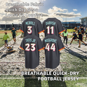 Maillot de football cousu en polyester à séchage rapide, personnalisable avec nom et numéro pour l'entraînement et les matchs - Product Image 2