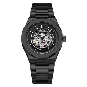Montre squelette mécanique personnalisée OEM pour femme, en acier inoxydable, étanche, dorée, lumineuse, mouvement automatique japonais, pour homme et femme - Product Image 2