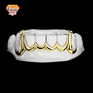 Meilleure Vente S925 Sterling Silver <span class=keywords><strong>Grillz</strong></span> Dente Glacé Petit VVS Moissanite Diamant Plaqué Or Dents <span class=keywords><strong>Grillz</strong></span> Hip Hop Bijoux - Product Image 1