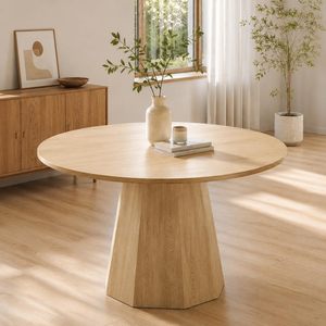 Table à manger SENYU Furniture, mobilier contemporain pour la salle à manger, plateau rond, pieds hexagonaux en forme de pyramide - Product Image 1