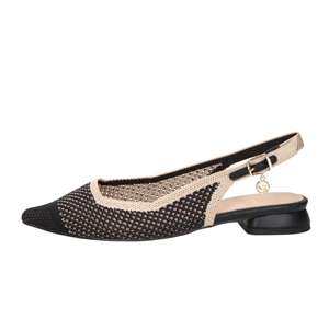 Sandalias Gold & Gold Donna Slingback Planas en Negro y Beige con Tacón de 2 cm, Talla 41 - Product Image 1