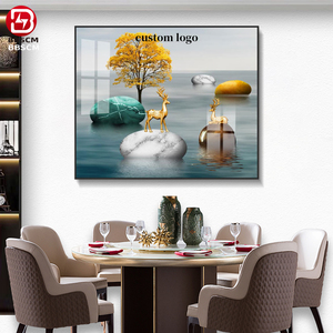 Nuova Pittura Moderna 2026 con Paesaggio e <span class=keywords><strong>Cervo</strong></span>, Dipinto in Cristallo LED e Porcellana, Arte Murale per Decorazione Casa e Soggiorno - Product Image 1