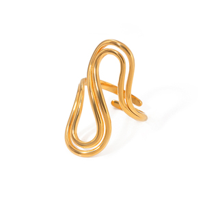 Anello Aperto a Doppio Strato a Forma di <span class=keywords><strong>S</strong></span> in Acciaio Inossidabile Placcato Oro 18K J&D - Product Image 1