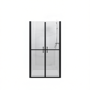 Porte de douche transparente ESG 34,6''-35,8''x74,8'' avec cadre noir rectangulaire au design minimaliste - Product Image 1