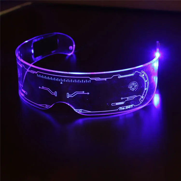 Hot Selling Super Cool Futuristic Light Up Visor Glasses Cyberpunk Led Halloween Eye Glass Led Glasses for Christmas