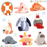 Vente en gros d'usine : Jouets en peluche animaux mélangés, adorables et doux, animaux marins, lapins, poissons, jouets sportifs, cadeau de Noël pour enfants