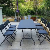 Mesa Plegable Portátil de Plástico para Catering, Jardín y Picnic, Imitación Ratán Negro, de 6 y 8 pies de Largo