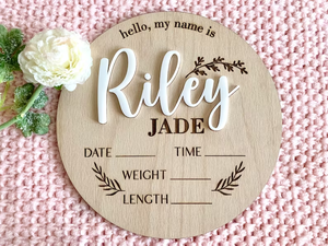 Modern Farmhouse European Style Wooden <b>Sign</b> Newborn Monthly Birth Stats Announcement Baby <b>Gift</b> Engraved Bed - Product Image 6