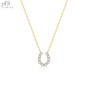 Collier en or rose massif 18 carats de haute qualité, design fer à cheval, bijoux fins, pendentif en diamant naturel véritable, cadeau pour femme - Product Image 2