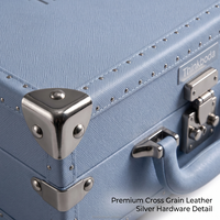 Valise artisanale bleu ciel en cuir végétalien, coffre cadeau style vintage, emballage rigide en carton avec poignée et loquet, faible MOQ
