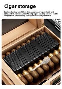 Humidor de Cedro de 2 Niveles Dericsson con Ventana Transparente Curva, Caja de Humidificación para Almacenamiento de Cigarros - Product Image 5