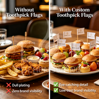 Drapeau alimentaire personnalisé en cure-dent, restaurant, bar, cocktail, hamburger, sandwich, gâteau, mini drapeau en cure-dent de 6,5 cm pour la décoration alimentaire