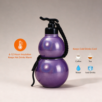 Bouteille isotherme style Wukong en forme de gourde, acier inoxydable 316, 500 ml, couvercle à ouverture par pression, bouteille d'eau sport portable, logo personnalisé
