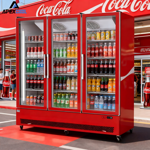 Vitrine réfrigérée pour boissons avec 3 portes vitrées, réfrigérateur commercial avec congélateur <span class=keywords><strong>vertical</strong></span> - Product Image 2