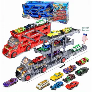 DIY परिवहन कार foldable ट्रक ट्रैक धातु मरने के कलाकारों कारों 9 सड़क पर हस्ताक्षर और मानचित्र खिलौने बच्चों के लिए