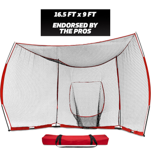 16.5X9 Pieds Rouge Baseball Softball Pratique Filet Sac de Transport pour Frapper Lancer Cage de Frappeur Extérieure pour Adultes Acier Fibre de Verre - Product Image 2