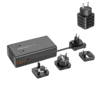 Convertisseur de voyage pour ordinateur portable Foxcan 1600W à onde sinusoïdale pure avec 2 prises CA, adaptateur USB, multiprise, transformateur de tension 220V/110V