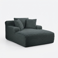 Canapé-lit modulaire convertible en tissu velours côtelé avec chaise longue et coussins