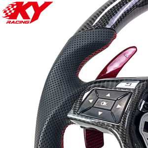 Volante deportivo de carreras de fibra de carbono personalizado con levas de cambio para Mercedes Benz C63 W205 W204 AMG GT 63 2013-2018 - Product Image 2
