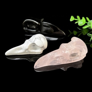 Tête d'oiseau Lapis Lazuli en obsidienne naturelle, tête de corbeau en cristal de quartz gravé pour pendentif - Product Image 5