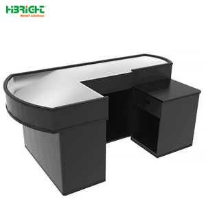 Highbright Modern <b>Checkout</b> <b>Counter</b> with Curved Design and Storage Drawer for Retail Store - Product Image 1